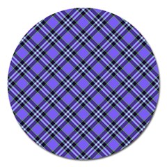 Blue Tartan Plaid 1 Diagonal Magnet 5  (round) by dressshop