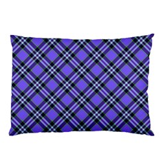 Blue Tartan Plaid 1 Diagonal Pillow Case by dressshop