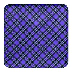 Blue Tartan Plaid 1 Diagonal Square Glass Fridge Magnet (4 Pack) by dressshop