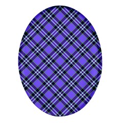 Blue Tartan Plaid 1 Diagonal Oval Glass Fridge Magnet (4 Pack) by dressshop