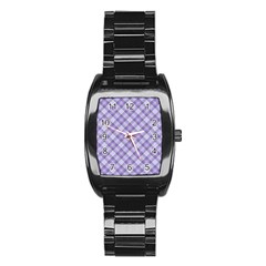 Purple Plaid Tartan 2 Diagonal Stainless Steel Barrel Watch by dressshop