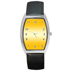 Amber Orange To Cream Yellow Bilinear Gradient Barrel Style Metal Watch by GradientsOmbre