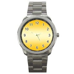 Amber Orange To Cream Yellow Bilinear Gradient Sport Metal Watch by GradientsOmbre