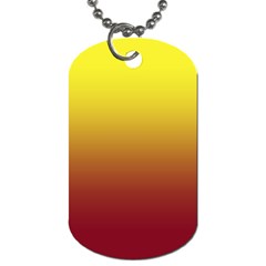 Electric Yellow To Burgundy Red Linear Gradient Dog Tag (two Sides) by GradientsOmbre