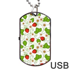 Strawberry Fruit Pattern Leaves Dog Tag Usb Flash (one Side) by Sabxi