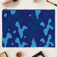 Blue Camouflage Pattern Cosmetic Bag (xxxl) by kyorashop23