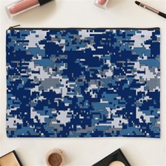 Blue, Camouflage, Cool, Navy, New, Pattern Cosmetic Bag (xxxl) by kyorashop23