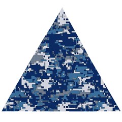 Blue, Camouflage, Cool, Navy, New, Pattern Wooden Puzzle Triangle by kyorashop23