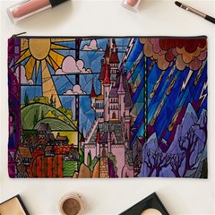 Castle Building Stained Glass Cosmetic Bag (xxxl) by Cemarart