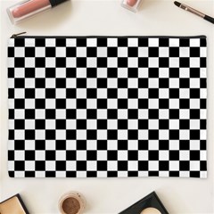 Pattern Checkered Squares Black White Pattern Cosmetic Bag (xxxl) by Sabxi