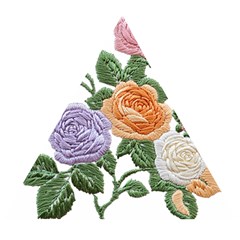 Embroidery Roses Floral Design Wooden Puzzle Triangle by Sabxi