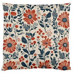 Retro Scandinavian Nordic Flowers Pattern Large Cushion Case (two Sides) by violetheavensky