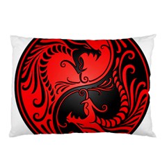 Red Yin Yang Dragons Pillow Case by JeffBartels