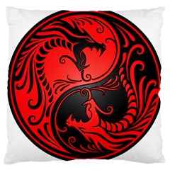 Red Yin Yang Dragons Large Cushion Case (one Side) by JeffBartels