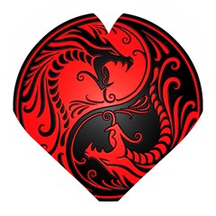 Red Yin Yang Dragons Wooden Puzzle Heart by JeffBartels