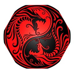 Red Yin Yang Dragons Wooden Puzzle Hexagon by JeffBartels